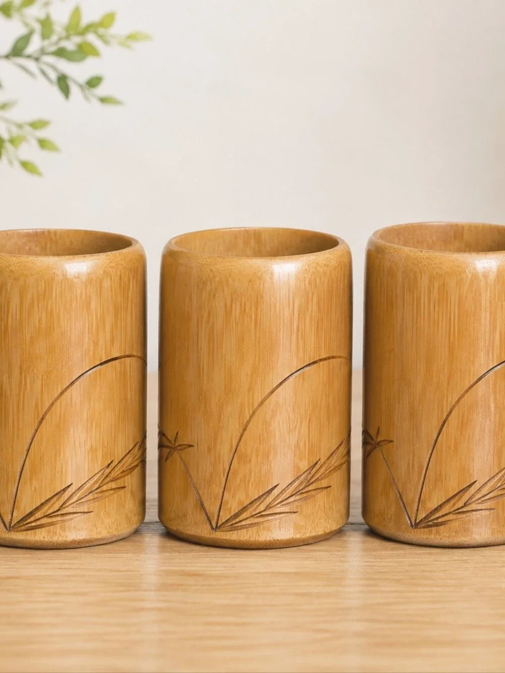 Vintage Jamaica Bamboo Drink Set Pitcher & 6 Cups Handcrafted Tropical Barware